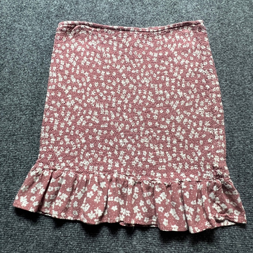 Poppies and Roses Pink Floral Smocked Mini Skirt Ruffle Hem A25916988 Size L